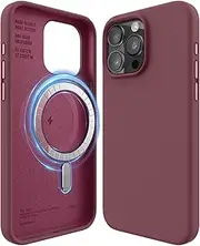 elago Magnetic Silicone Case Compatible with iPhone 15 Pro Max Case, Compatible with MagSafe All Accessories, Built-in Magnets, Premium Silicone, Full Body Protection [5 Layer Structure] (Burgundy)