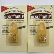 2 pcs Locks 3-Digit Combination PadLock Suitcase Travel Luggage Yellow