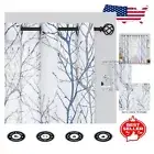 Elegant Blue and Grey Linen Window Drapes, 96 Inch Light Filtering Curtains