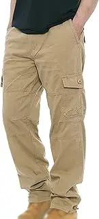 [Generic] Mens Elastic Waist Camo Cargo Pants Lightweight Outdoor Tactical Pant Plus Size Multi Pocket Zipper Hiking Pant Workwear