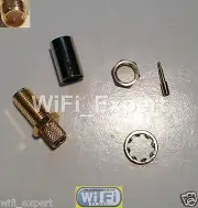 100 x RP-SMA Female Bulkhead male pin crimp for LMR240 RG8X cable RF Connector
