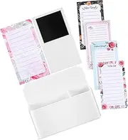 HOMSFOU 1 Notepad and Pen Holder Kit for Grocery Lists Bright Patterns for Fridge Convenient Memo Pads for Home and Office Use