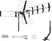 [Newest 2023] Five Star Outdoor HDTV Antenna up to 200 Mile Long Range, Attic or Roof Mount TV Antenna, Long Range Digital OTA Antenna for 4K 1080P VHF UHF Supports 4 TVs Installation Kit & J Mount