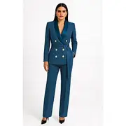 Two Piece Jumpsuit / Pantsuit Pantsuit Mother of the Bride Pantsuit Elegant Vintage Simple Satin Shawl Metal Buttons Lapel Floor Length Pants Polyester Long Sl