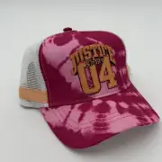 Justice Baseball Hat Pink Tie Dye Front Panel Curved Brim SnapBack Cap One Size