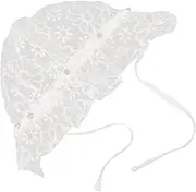 [KOMBIUDA] Girl Lacy Bonnet Sun Hat for Elegant Lace Brim Soft Cotton Beanie for Summer Protection Breathable Design for Sensitive Skin White