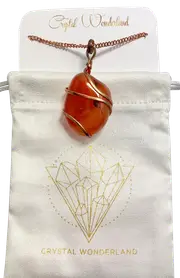 Infinity Loop Crystal Tumbled Carnelian Pendant Copper Healing Natural Crystal