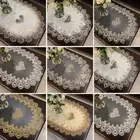 Dacron Tea Table Cover Oval Shape Table Placemat Dining Table Runner Home