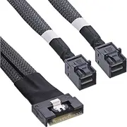 InLine® Slim SAS Cable, SFF-8654 8i to 2X SFF-8643, 0.75m, 27648B