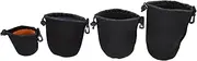 4Pcs Camera Lens Bag Elastic Lens Storage Pouches for SLR Shockproof Easy to Carry with Belt Hook and Drawstring Closure from Scratches and Water