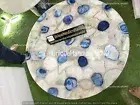 White Quartz Dining Table Top, Crystal Quartz & Blue Agate Coffee ,Console Table