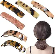 6PCS Hair Barrette French Design Tortoise Shell Celluloid Rectangle Hair Clips