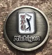 New - TPC - Michigan - 1" Metal Golf Ball Marker - Sharp!