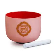 12 inch C Note Root Chakra 432hz Red Lotus Frosted Quartz Crystal Singing Bowl