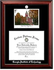 Campus Images NCAA Georgia Tech Unisex Silver Medallion Frame Georgia Institute of Technology 17w x 14h Silver Embossed Diploma Frame Lithograph, Brown, One Size