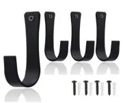 The Metal Magician Set of 4 Coat Hooks Wall Mounted Wrought Iron Hanger Farmh...