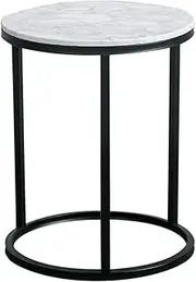 Exquisite C-S-Qing-Desk Round Side Table, Single Marble Coffee Table Living Room Balcony Decorative Coffee Table Office Bedroom Sofa Side Table(Size:45 * 45 * 57CM,Color:A)