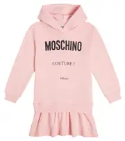 [Moschino Kids] Moschino Kids Logo cotton jersey sweatshirt dress Y 6 pink