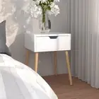 High Gloss Nightstand Cabinet White Stylish Bedroom Furniture Bedside Table