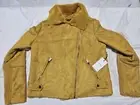 Womans Forever 21 Moto Jacket Size M Medium Yellow Mustard Sherpa Lined