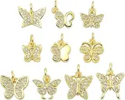 [Stiesy] Steisy Pave Cubic Zirconia Charms for Jewelry Making Brass Gold Charms Bulk CZ Stone Dangle Charms for Earring Bracelet Necklace Jewelry Making Craft