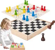 Board Chess Game | Children Chess Game Double-Sided,Parent-Child Interaction Wooden Portable Activity for Boys Girls Over 6 Years Old