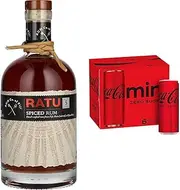 Ratu Rum Spiced 5 Year Old, 700ml & Coca-Cola No Sugar Soft Drink Mini Can Multipack 6 x 250 ml