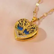 Tree Of Life 18k Gold Plated Heart Locket Copper Necklace Women Jewelry Gift