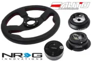 NRG 320mm Race Leather Steering Wheel Red St 100H Hub Gen2.5 BK Release Lock LB (for: Subaru)