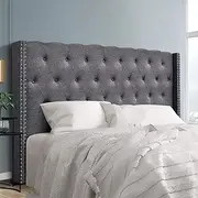 Artiss Bed Frame King Size Bed Head Headboard BedHead Base Fabric Grey Luca