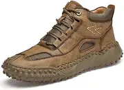 [Asifn] Mens Shoes Casual Boots Leather Chukka Driving Walking Ankle Fashion Hand Hiking Lace-up Loafers Men Slip-On Sneakers
