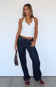 Skylar Low Rise Straight Leg Jeans Dark Indigo
