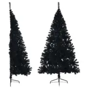 NNEVL Artificial Half Christmas Tree with Stand Black 180 cm PVC