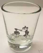 DAFFY DUCK & ELMER FUDD HEAD IN NOOSE CLEAR SHOT GLASS