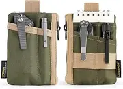 VE28 6-in-1 EDC Pouch, 500D Compact EDC Pocket Organizer, Molle Extension Tool Storage Bag, Small Coin Purse/Card Holder/Swiss Army Knife Pocket Pouch (Green/Tan)