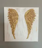 Textured Angel Wings w/ Subtle Guardian Angel; 24 CT Gold DecoArt Paint