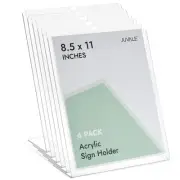 6 Pack Clear Sign Holder 8.5x11, Plastic Slant Back Display Stand for Flyer Menu