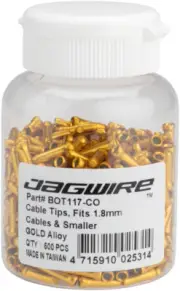 Jagwire Standard 1.8mm Cable End Crimps, Color Gold Anodized, 500 count bottle