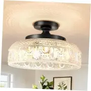 Semi Flush Mount Ceiling Light, Upgraded Larger Black Hallway Light Fixture,
