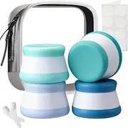 INSFIT Travel Containers for Toiletries, TSA Approved Silicone Cream Jars, Size Containers with Lids, 4PCS BPA Free Leakproof Accessories for Liquid Lotion with Labels & Mini Spatulas