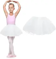 [Dimeho] Tutu Skirt Elastic Ballet Dance Skirts 4 Layers Tulle Tutu Fit Most 4-11 yrs for Dance Party Costume