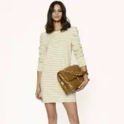 Rebecca Minkoff NWT Talia Striped Dress in Camel and Ecru Size XS