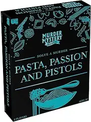University Games Pasta, Passion and Pistols Murder Mystery Party Game – Crime Solving Dinner Party Game for Adults – 8 Players – Fun Interactive Game Night Experience
