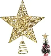 Mini Star Tree Topper Gold Small Christmas Tree Topper Metal Xmas Small Star for Top of Christmas Tree Decorations Width 12cm/4.7Inch, High 15cm/6Inch