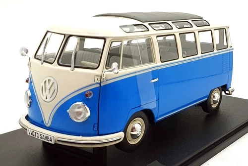 Solido 1/18 Scale Diecast 1813401 - 1962 Volkswagen T1 Samba - Blue/White