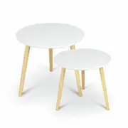 Aura White 2 Piece Round Coffee Table Set