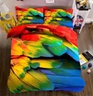 Colorful Feathers 3D Printing Duvet Quilt Doona Covers Pillow Case Bedding Sets