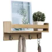 Rack Wall Mount Rustic Key Holder Hooks For Entryway Decor Wood Shelf Kitchen
