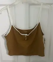 Offline By Aerie Crop Tank Top With Button Front Women Lg #54485