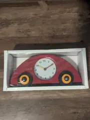 Vintage IKEA Memphis Style Car Clock Wooden Table Decor New In Box Rare 1980s